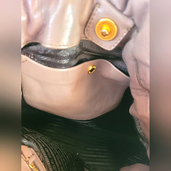 PRADA Brown Drawstring Leather Tote Shoulder Bag - Picture 6 of 6